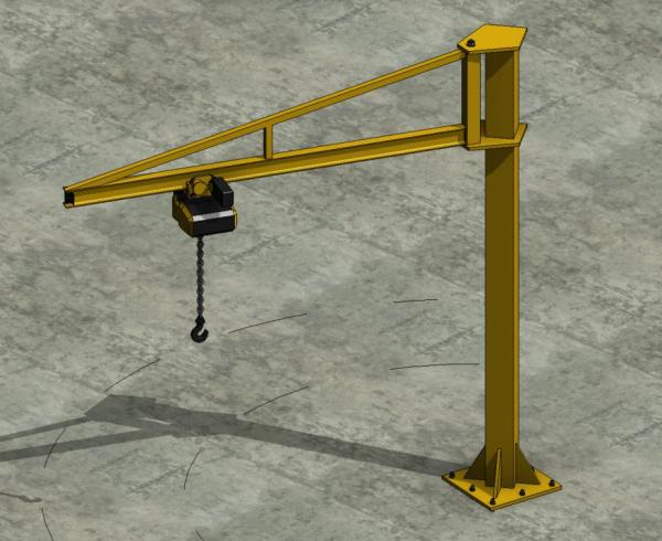 Jib Crane overbraced with Hoist