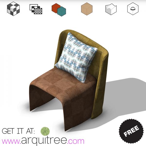 Upholstered chair ottoman correctly textured