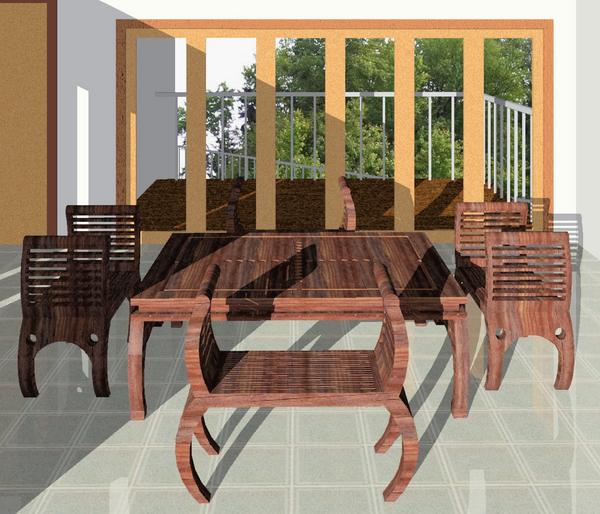 Bali coffee tables with chair