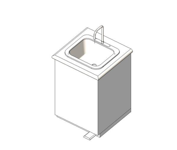 Casework with sink and foot-control