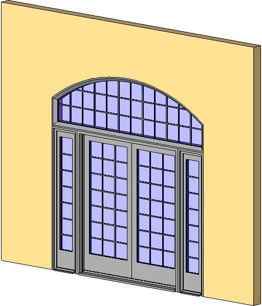 Double Glass Door w/ Side Lite & Arched Transom