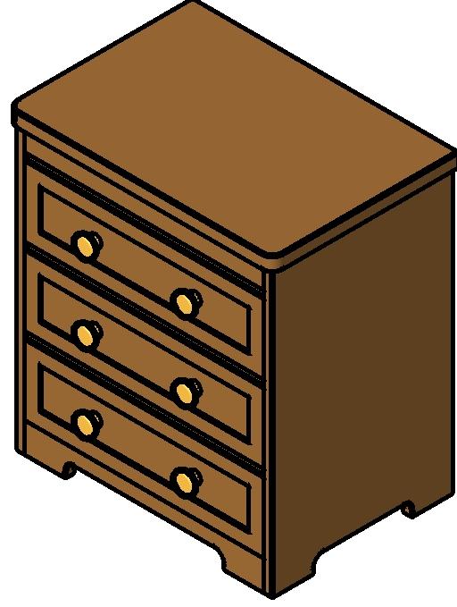 Simple 3 Drawer Night Stand