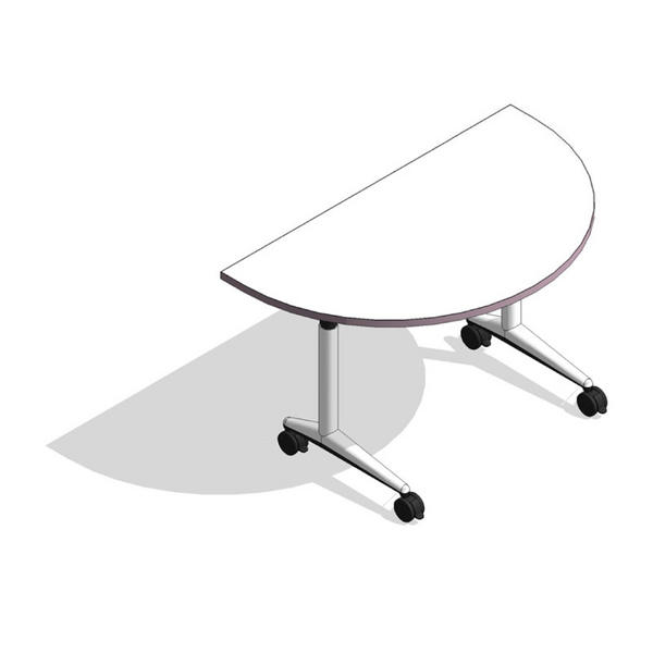 COALESSE_AKIRA - D-Shaped Fixed Top w/L-Base and Casters (Adjustable Height)