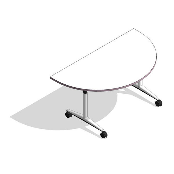 COALESSE_AKIRA - D-Shaped Fixed Top w/T-Base and Casters (Adjustable Height)