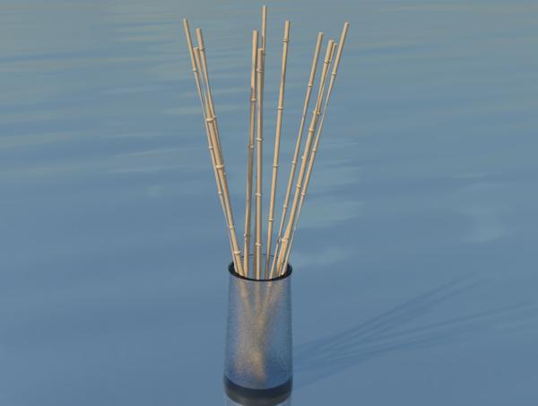 Decorative Glass base with Bamboo Sticks
