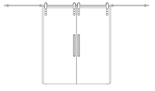 Interior Correr Externa c Trilho Metálico de 2 Folhas