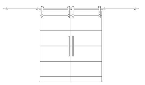 Interior Correr Externa c Trilho Metálico de 2 Folhas