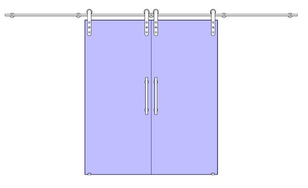Interior Correr Externa c Trilho Metálico de 2 Folhas